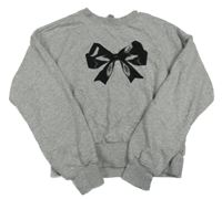 Šedá melírovaná crop mikina s mašlí H&M
