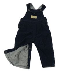 Tmavomodré manšestrové laclové podšité kalhoty s nášivkou ZARA