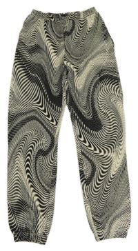 Smetanovo-černé vzorované teplákové kalhoty H&M