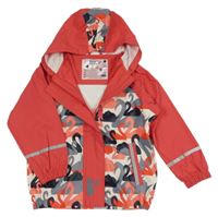 Smetanovo-jahodová nepromokavá bunda s labutěmi a kapucí lupilu