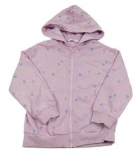 Lila propínací mikina se srdíčky a kapucí M&S