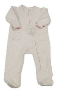 Světlerůžová žebrovaná tepláková vyteplená kombinéza s hvězdičkami Matalan