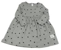 Šedé melírované žebrované úpletové šaty se srdíčky SHEIN