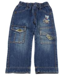 Modré rifle s medvídkem 