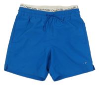 Modro-bílé plážové kraťasy s logy Calvin Klein
