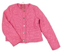 Růžová prošívaná šusťáková jarní zateplená crop bunda C&A