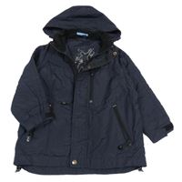 Tmavomodrá kostkovaná šusťáková jarní bunda s ukrývací kapucí Next