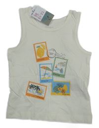 Nové - bílé tílko s tištěnými známkami PRIMARK