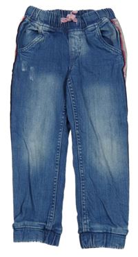 Modré cuff rifle ošoupaného vzhledu a třpytivými pruhy coolclub