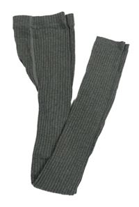 Tmavošedé melírované žebrované punčochové legíny H&M