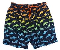 Černé plážové kraťasy se žraloky Primark
