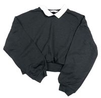 Antracitová crop mikina s límečkem H&M