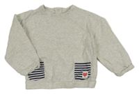 Světlešedá melírovaná mikina s pruhovanými kapsami M&S