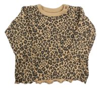 Hnědé žebrované triko s leopardím vzorem Next