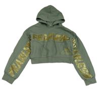 Khaki crop mikina s nápisem a kapucí River Island