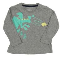 Šedé melírované triko s drakem Lupilu