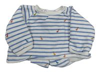 Bílo-modrá pruhovaná mikina s husami