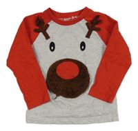 Šedo-červené triko se sobem F&F