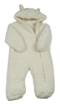 Smetanová huňatá zateplená kombinéza s kapucí Primark