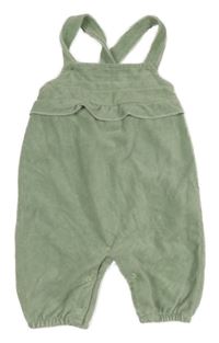 Světlezelené žebrované sametové laclové tepláky s volánem Ergee