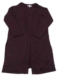 Vínovo-černý melírovaný úpletový cardigan Charles Vögele