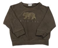 Hnědá žebrovaná mikina s medvědem Name it