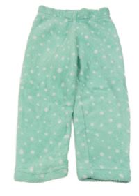 Zelenkavé puntíkaté chlupaté pyžamové kalhoty