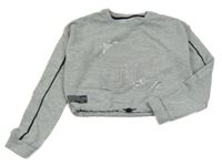 Šedá melírovaná crop mikina s číslem C&A