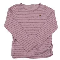 Starorůžovo-vínové pruhované triko se srdíčky Yigga