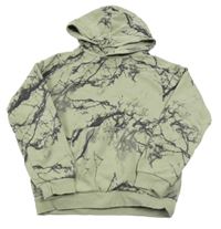 Zelenošedo-černá vzorovaná mikina s kapucí H&M