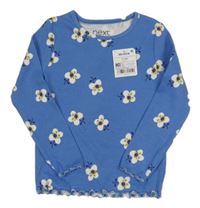 Nové - Modré květované žebrované triko Next
