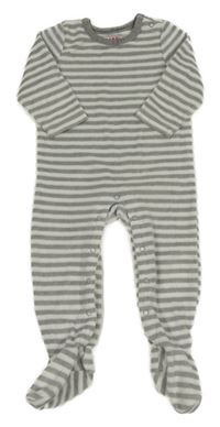 Šedo-bílý pruhovaný sametový overal Tchibo