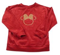 Červená plyšová mikina s Minnie z kamínků George