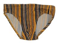 Oranžovo-černo-šedé pruhované chlapecké plavky