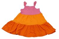 Růžovo-oranžovo-červené šaty s madeirou F&F