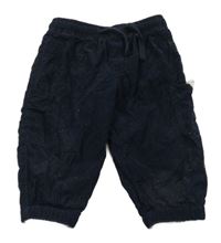 Tmavomodré manšestrové podšité kalhoty s kapsami H&M