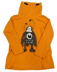 Oranžové triko s příšerkou a komínovým límcem