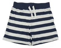 Tmavomodro-bílé pruhované bavlněné kraťasy Primark