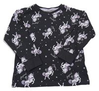 Antracitové triko s jednorožci Matalan