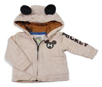 Béžová melírovaná propínací mikina s Mickeym a kapucí C&A