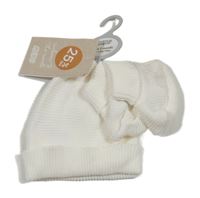 Nové - 2set - Smetanová pletená čepice + capáčky Mamas&Papas