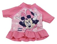 Růžovo-světlerůžové plážové UV triko s Minnie a puntíky zn. Disney