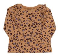 Hnědo-fialové leopardí triko Next