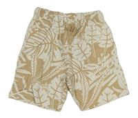 Béžovo-bílé teplákové kraťasy s listy H&M