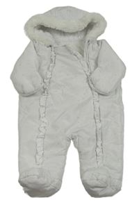 Bílá vzorovaná šusťáková zimní kombinéza s kapucí Matalan