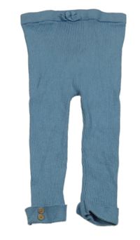 Modré žebrované pletené legíny s mašlí zn. M&S
