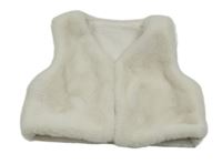 Bílá kožešinová podšitá crop vesta 