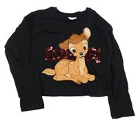 Černé crop triko s Bambim Disney