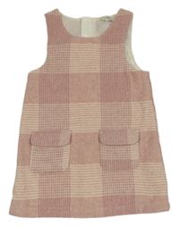 Světlerůžovo-smetanové kostkované šaty s kapsami F&F