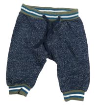 Tmavomodré melírované pletené tepláky s khaki lemem Name it